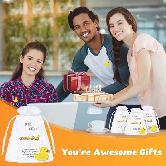 Yellow Duck Brooches 100 Sets Employee Appreciation Gift with Cheer Cards - Picture 7 of 7